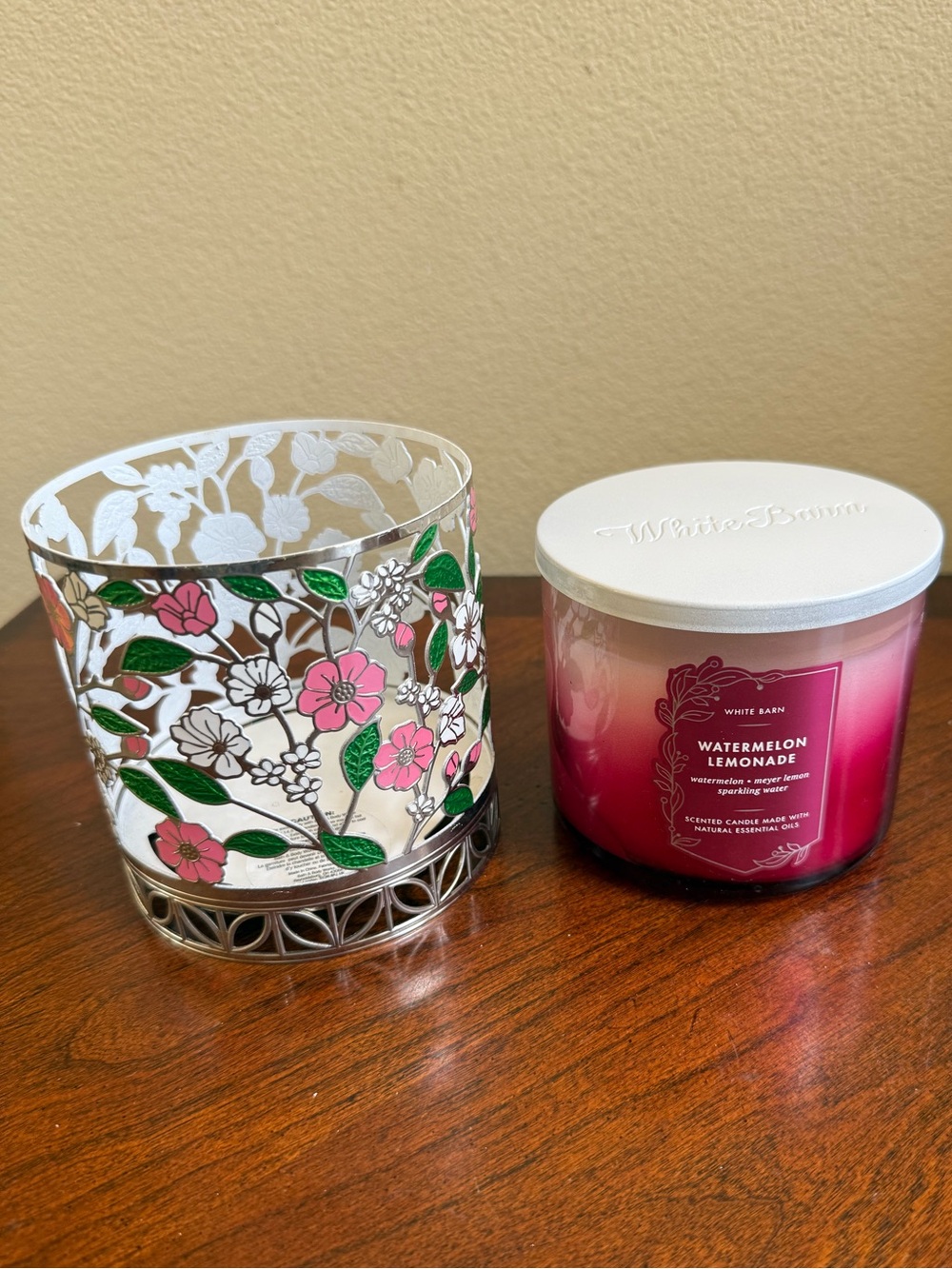 New - Watermelon Lemonade candle with metal floral holder